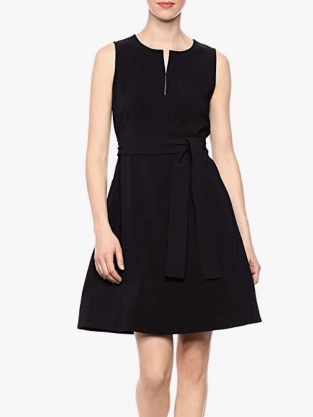 Lark & Ro Black Sleeveless Tie-Waist Dress